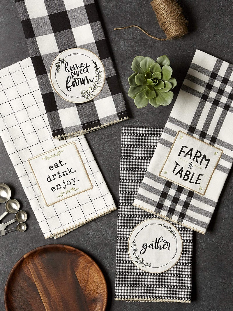 DII Home Sweet Farmhouse Kitchen Collection, Dishtowel Set, 18x28, Black, 4 Count - Image 2